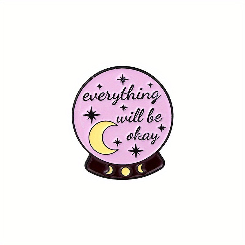 English Letter Alloy Badge Love Cup Geometric Shape Brooch