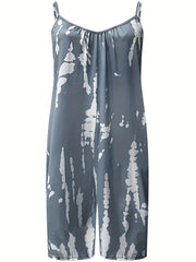  Tie Dye V Neck Wide Leg Romper