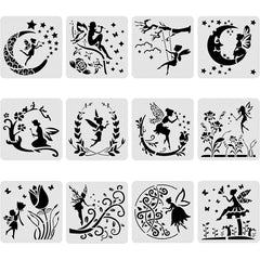 12pcs Large Plastic Reusable Stencils for Painting on Fabric Canvas Floor Wood