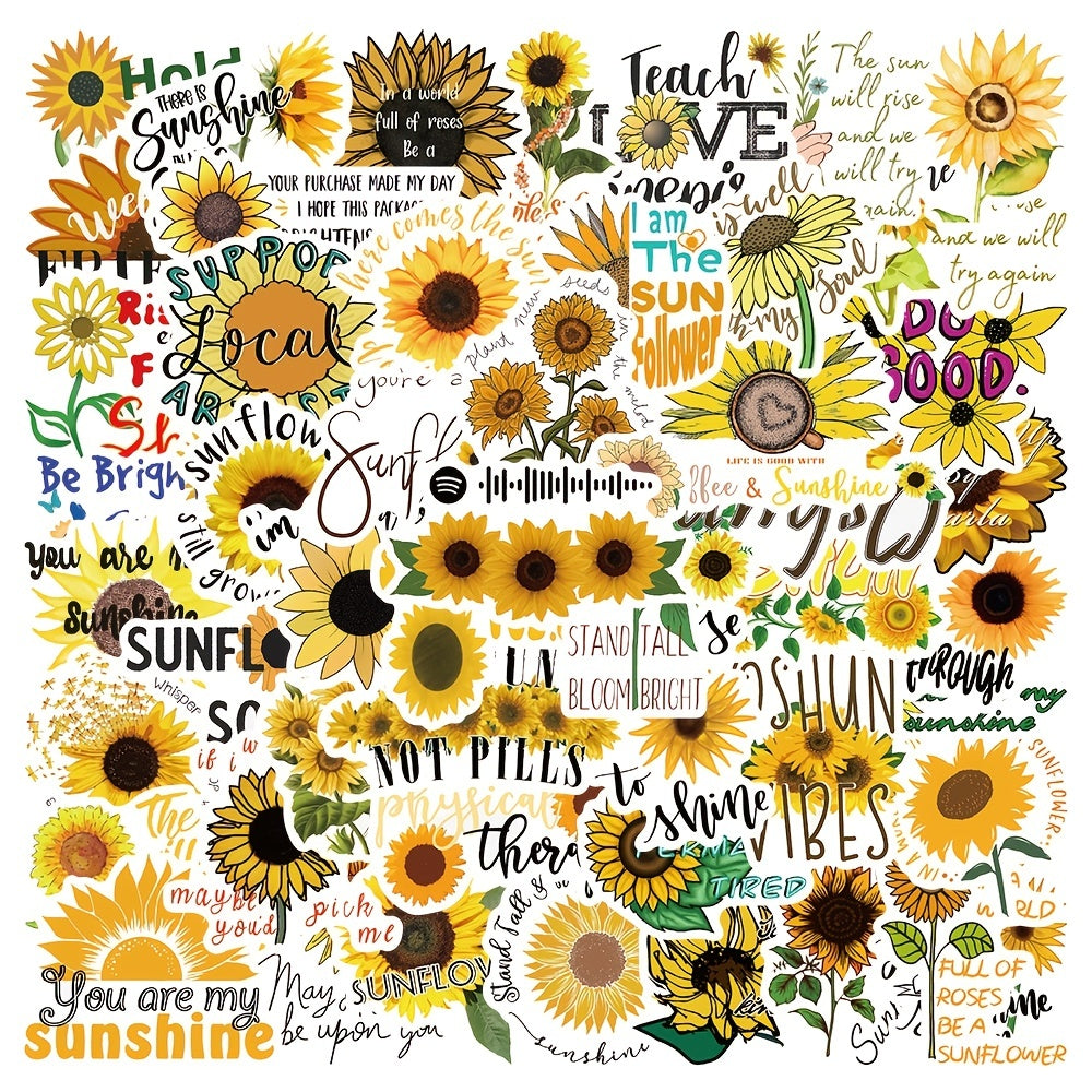50pcs Cute Sunflower Stickers for Phone Notebook Water Cup