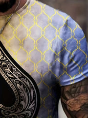 Men's Poker Print Graphic T-shirt Crew Neck Tee