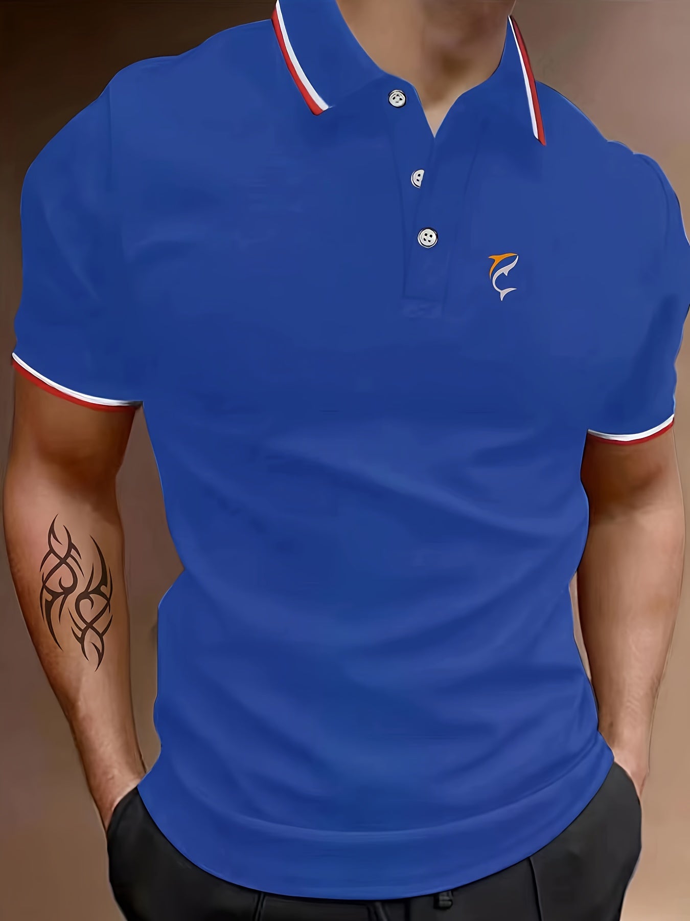 Men's Breathable Golf Shirts Sports Shirts Fish Pattern Gym Training