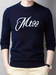 Men's Knitted Crew Neck Sweater for Fall Winter
