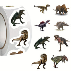 500pcs Dinosaur Sticker Roll Self Adhesive 1 Inch Labels Fun Patterns Scrapbooki