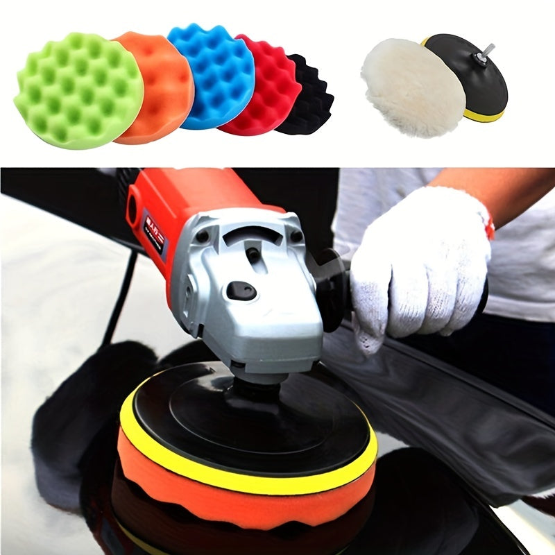 Car Polishing Disc Set 8Pcs Self Adhesive Buffing Sponge Wool Wheel Pad