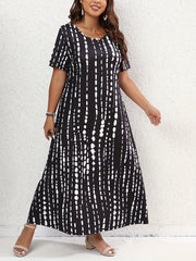  Tie Dye Short Sleeve Maxi Dress