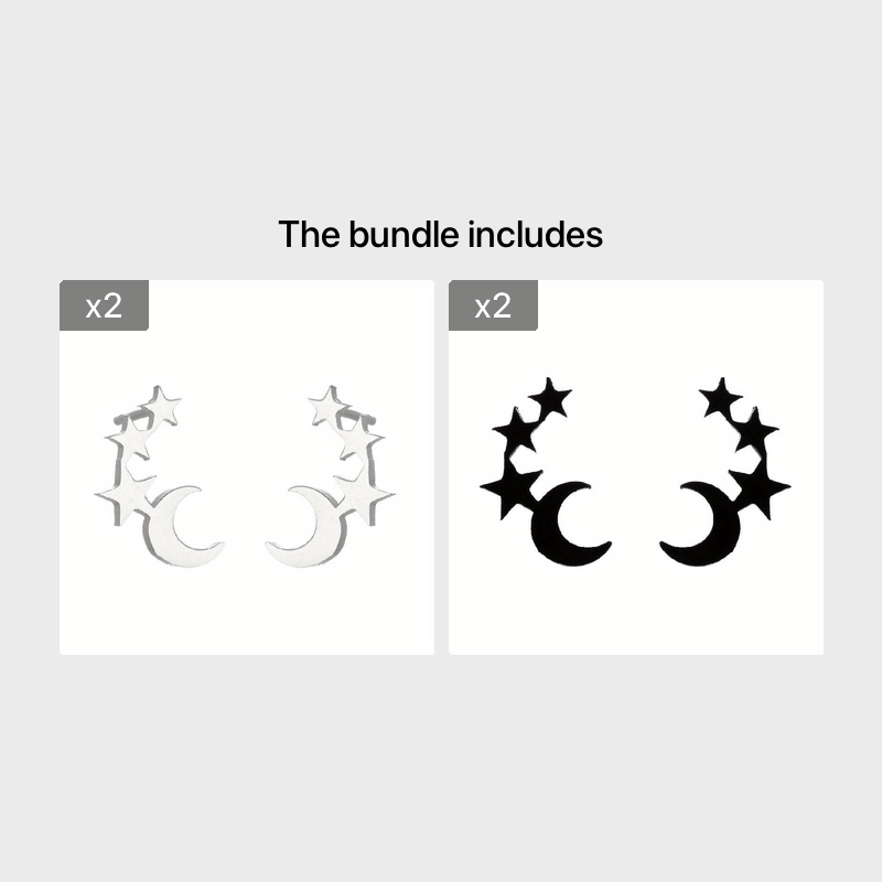 Men's Stainless Steel Stars & Moon Pattern Earrings