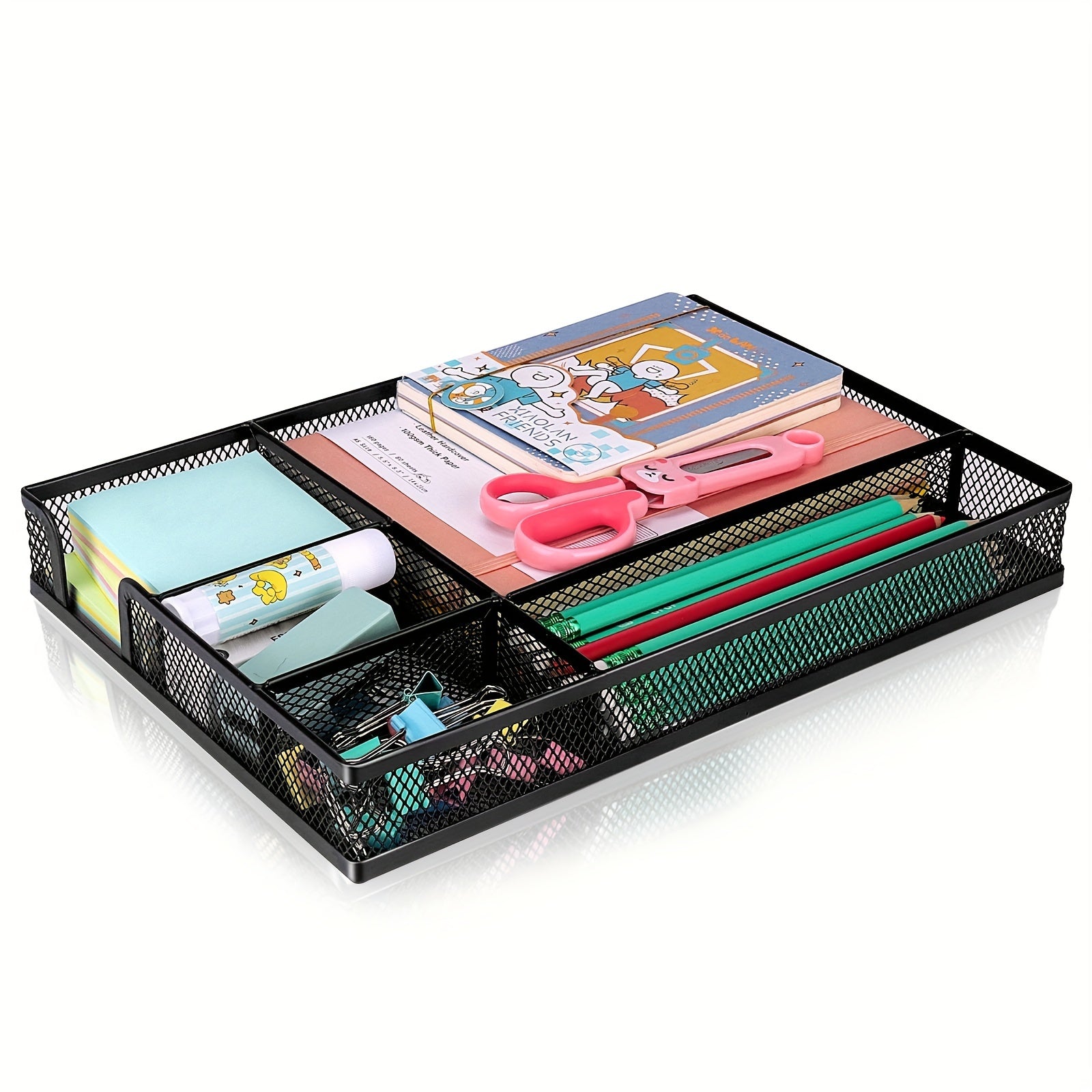 Metal Mesh Office Desk Drawer Organizer Tray Storage Box