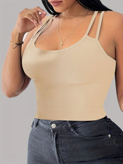 Slim Scoop Neck Cami Top Sexy Solid Summer Sleeveless Top