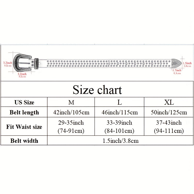 Big Rhinestone Skull Buckle Belt Punk Stone Crystal Studded Waist Strap For Men