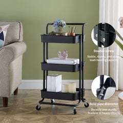 Metal Utility Cart Rolling Organization Cart Multifunction Storage Shelves