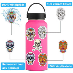 60pcs Skull Stickers Halloween Mexican Dead Stickers for Laptop Water Bottle