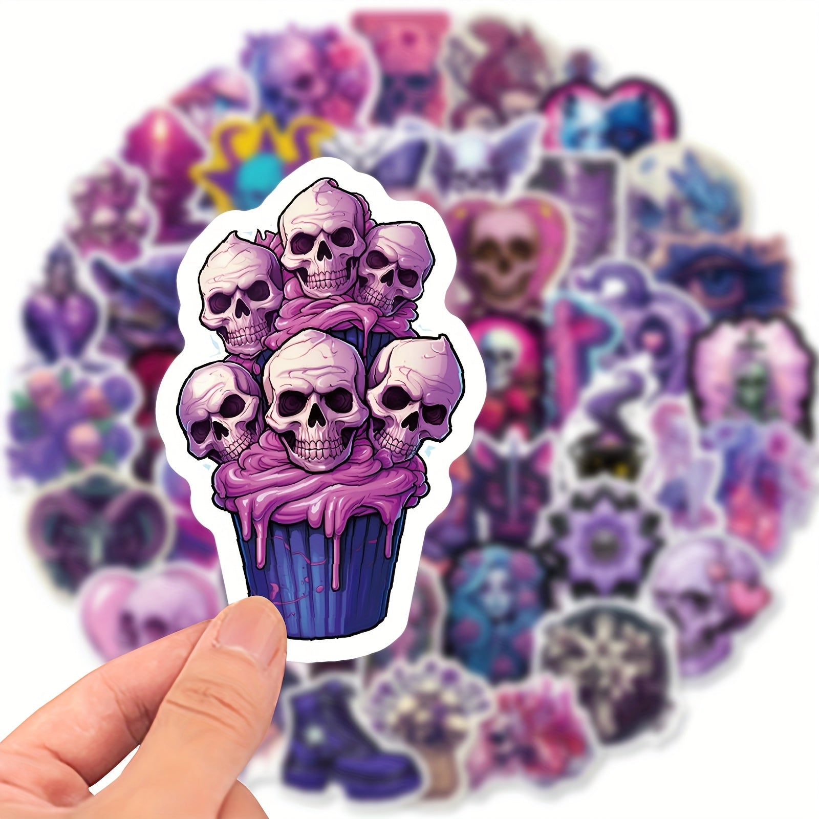 50pcs Cartoon Gothic Skull Graffiti Stickers for Decorations