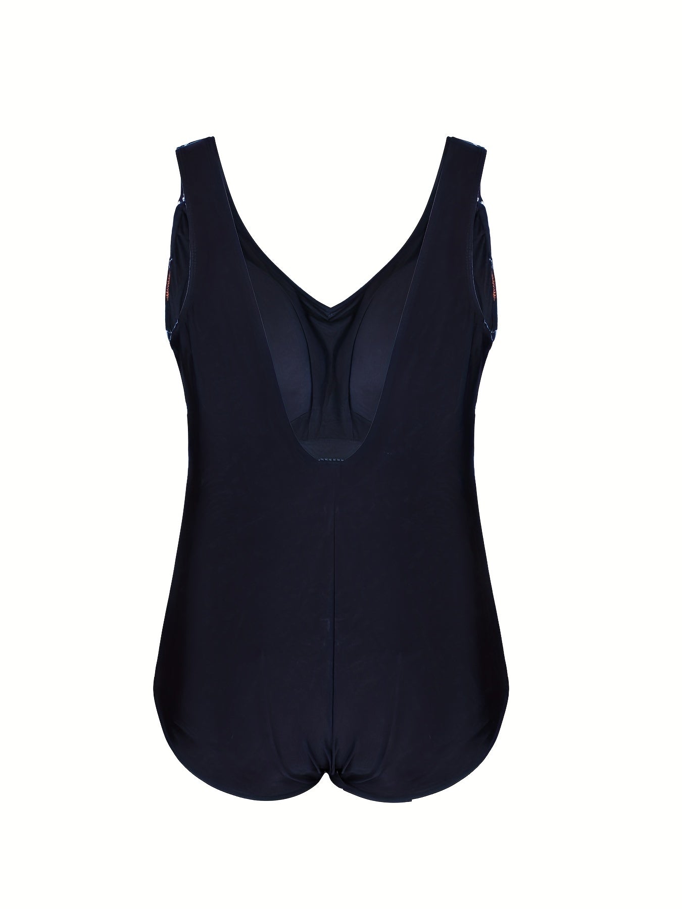  Stripe Print V Neck One Piece Swimsuit