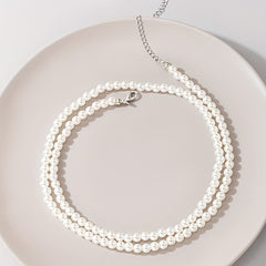 Faux Pearl Waist Metal Waistband Chain Belt for Women