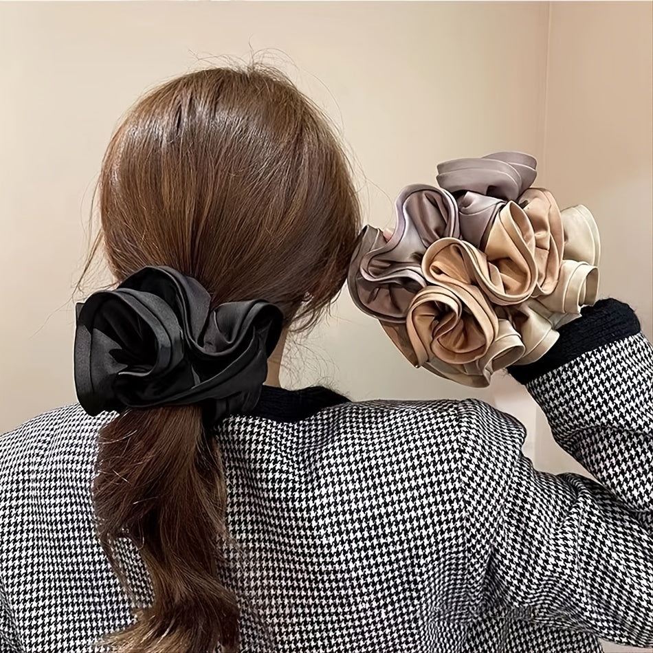 Vintage French Satin Scrunchies Silk Hair Ring