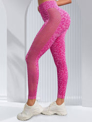 Leopard Print Hollow Out Workout Leggings High Elastic Sports Yoga Pants