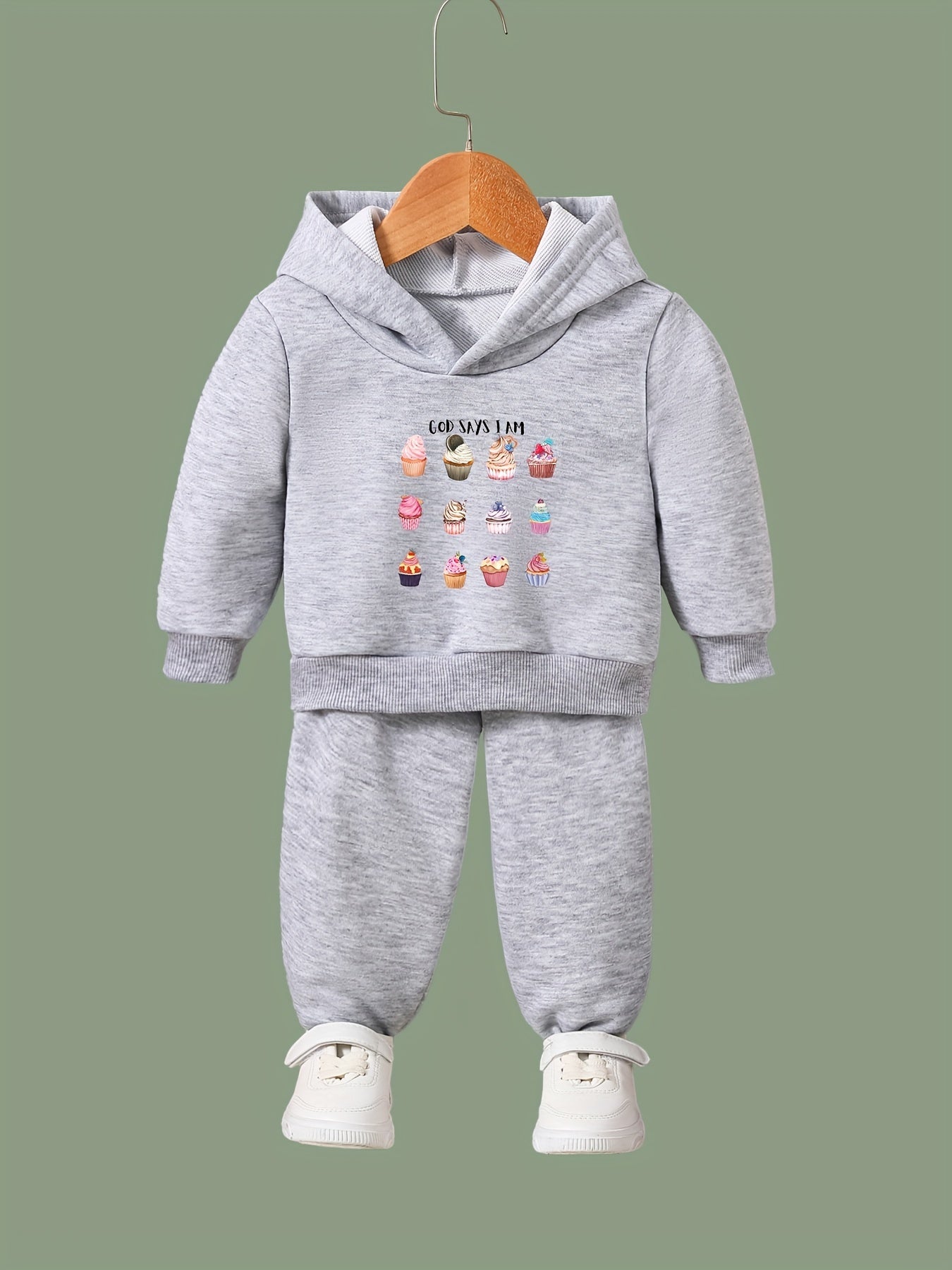 Cakes & GOD SAYS I AM Pattern 2pcs Activewear Sets For Girls
