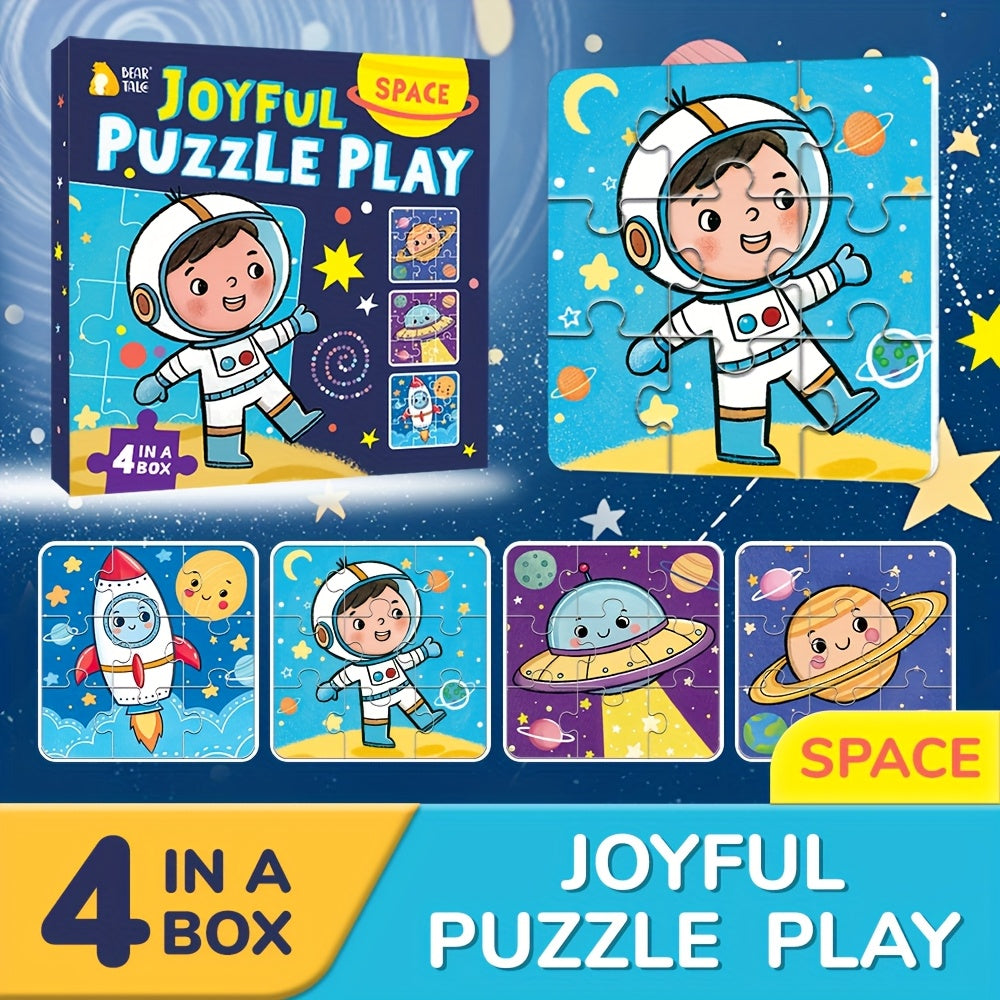 Space Theme Jigsaw Puzzles for Kids, Educational Toy with Astronaut Planets