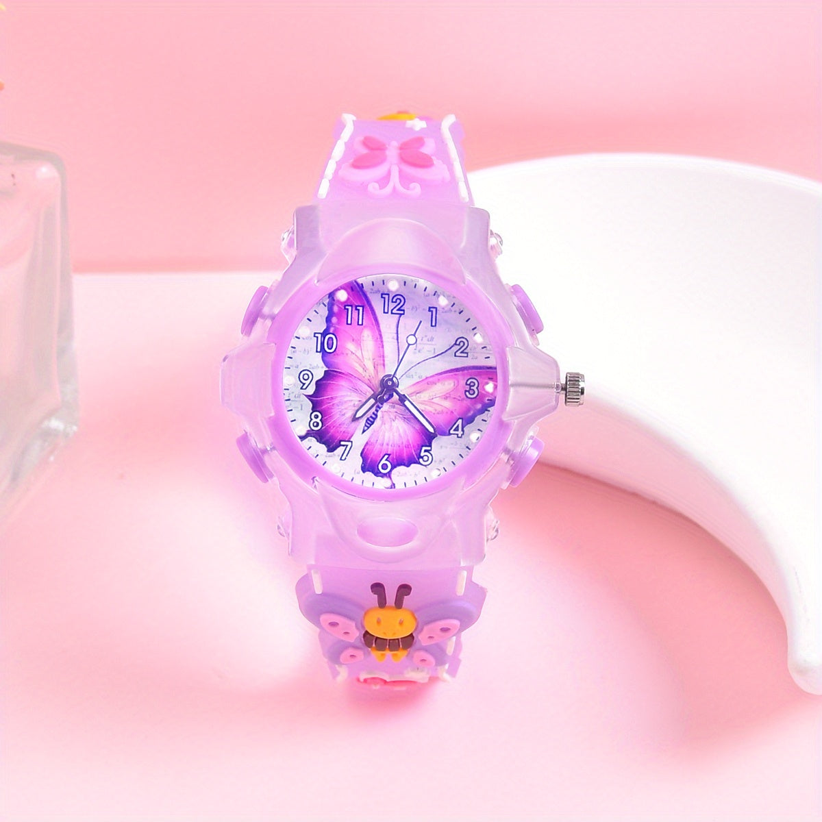 Girls' 3D Printed Silicone Strap Butterfly Kids Watch