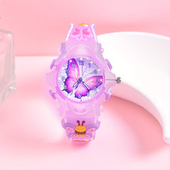 Girls' 3D Printed Silicone Strap Butterfly Kids Watch