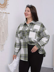  Plaid Print Button Up Collar Shirt Top