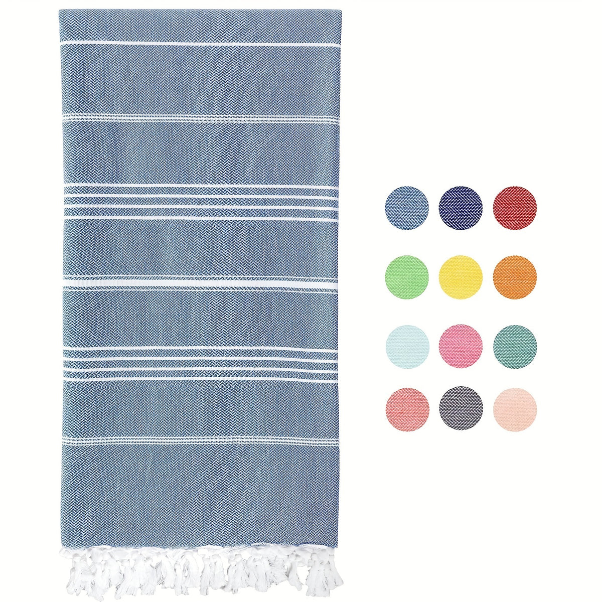 Striped Beach Towel with Tassels Soft Absorbent Quick Drying