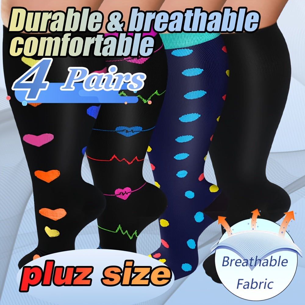 Men's Compression Sport Socks - Moisture Wicking - 4 Pair Set