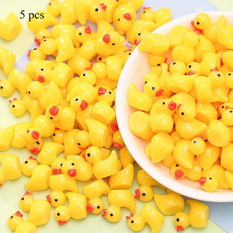 Luminous 3D Duckling Resin Toy Accessories - 5pcs