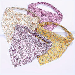 4pcs Paisley Print Head Scarf Triangle Bandanas Hairband Headwrap