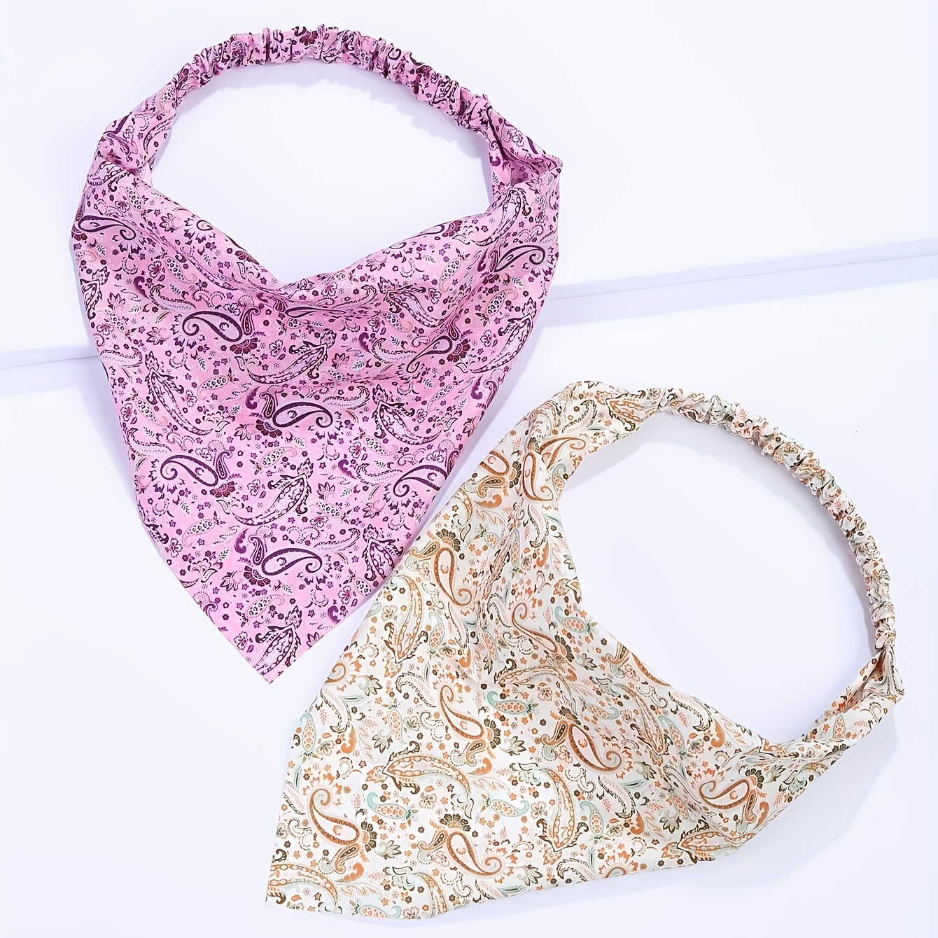 4pcs Paisley Print Head Scarf Triangle Bandanas Hairband Headwrap