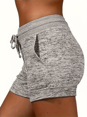 Letter Print Drawstring Shorts Casual Dual Pockets Summer Women's Clothing
