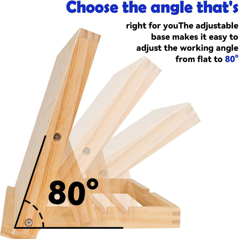 Wooden Easel Sturdy Natural Wood Angle Stand with 80 Adjustable Angle