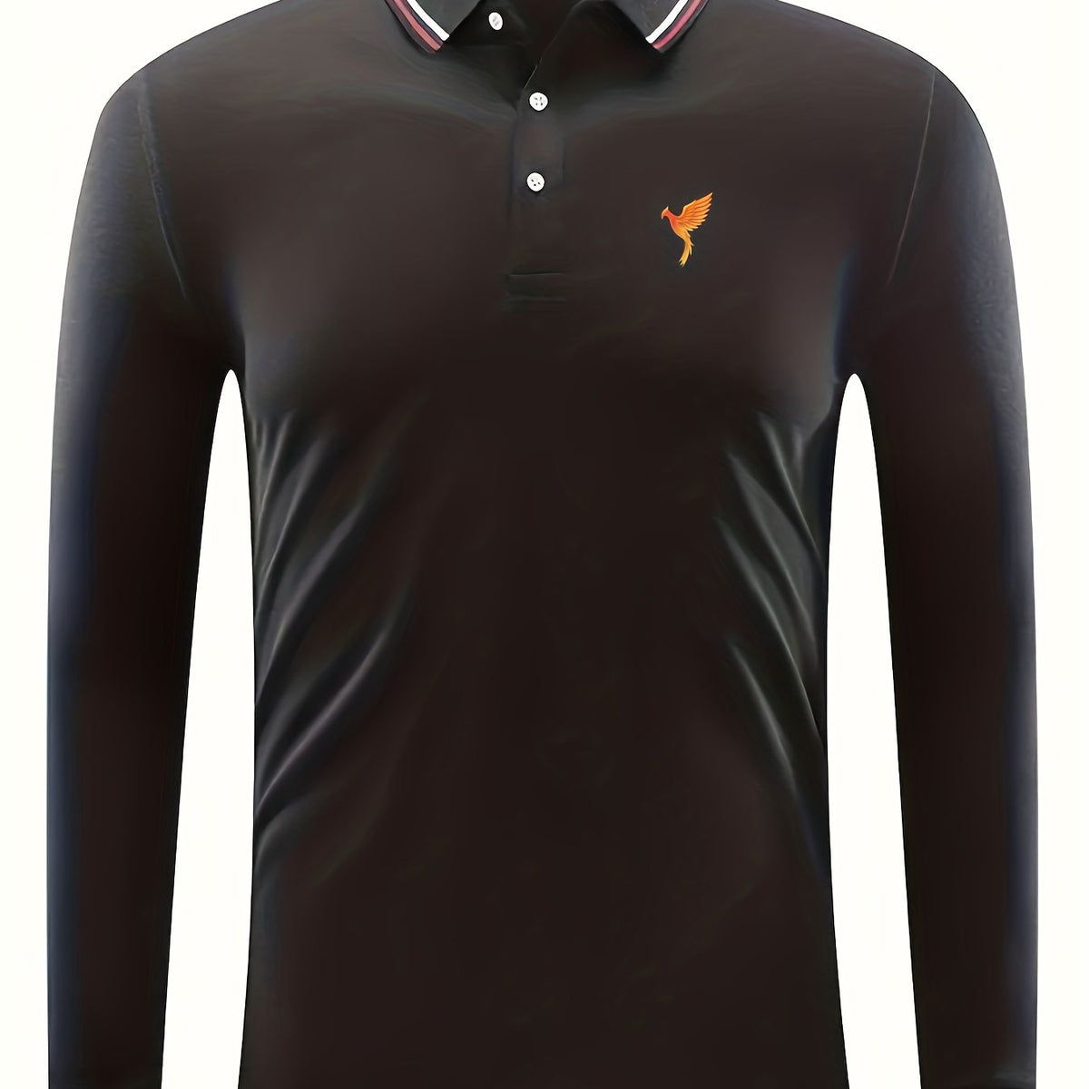 Phoenix Print Men's Casual Button Up Long Sleeve Polo Shirt