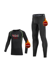 2pcs Toddler Kids Fleece Compression Sets Letter Print Crew Neck Pullover Pants