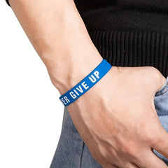 3 Pcs Never Give Up Silicone Bracelet Inspirational Rubber Wristband