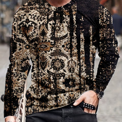 Ethnic Style Pattern Men's Long Sleeve Novelty T shirt Stylish Tees