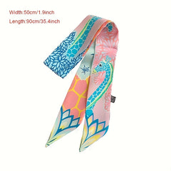 Colorful Giraffe Print Skinny Scarf Head Hair Ribbon Handbag Wrap Necktie