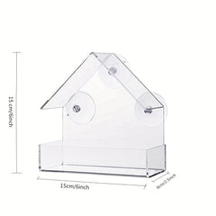 Acrylic Bird Feeder Travel Cage Adsorption Bird Feeder