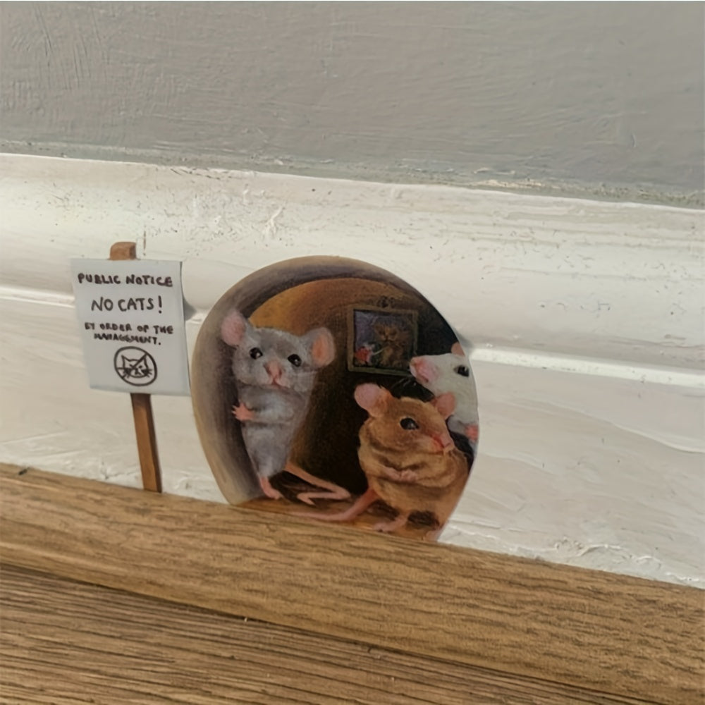 7pcs Funny Mouse Hole Wall Stickers Home Decoration 3D