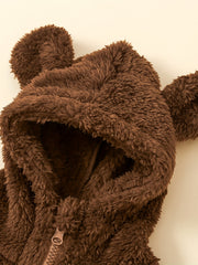 Unisex Baby Fleece Coat Bear Ears Hooded Zipper Jackets