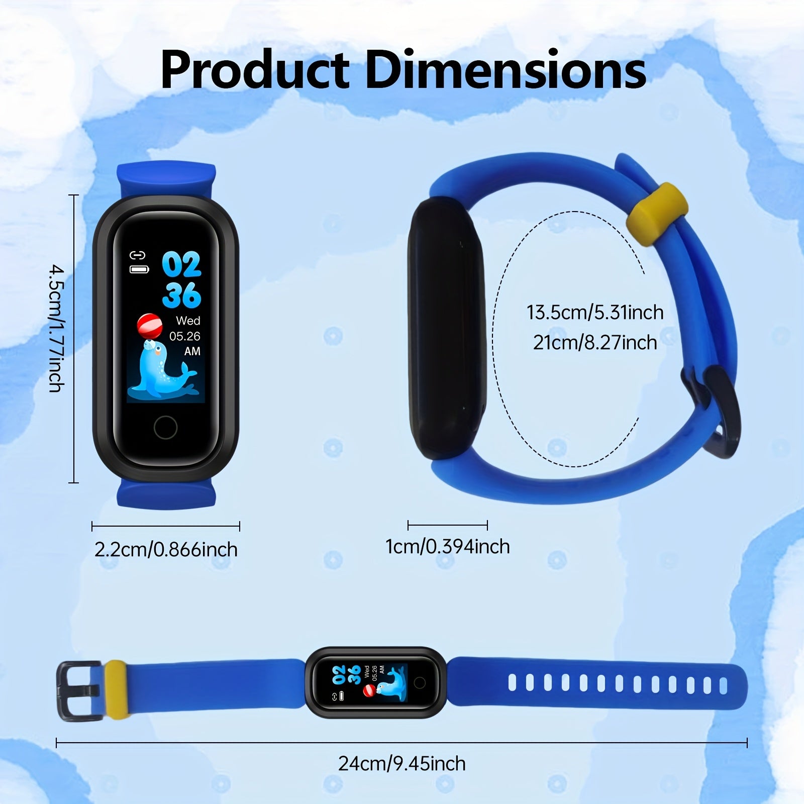 Kids Activity Tracker Smart Wristband Step Counter Alarm Clock & Stopwatch