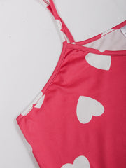  Heart Print Ruffle Trim Cami Sleep Dress