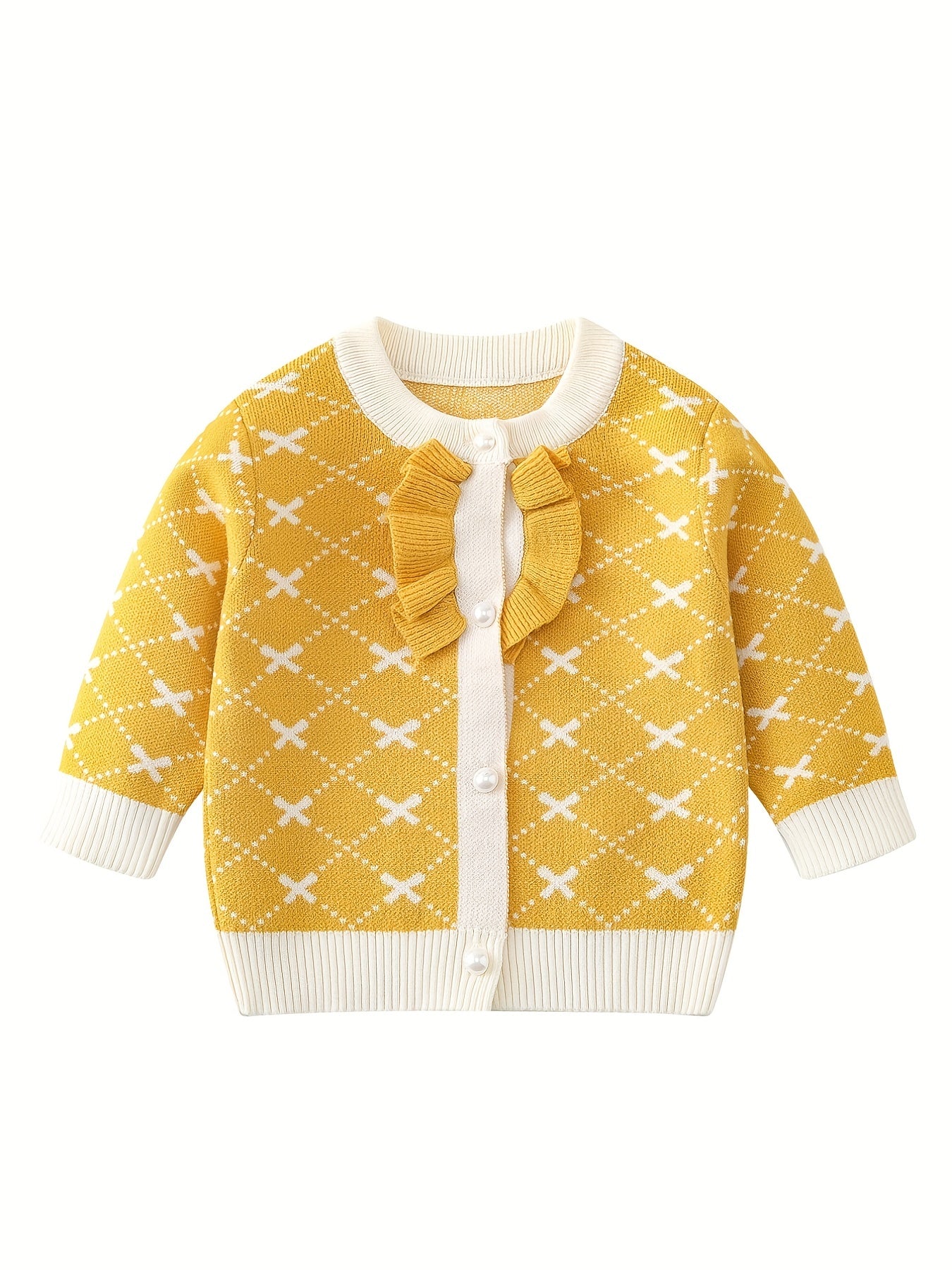 Baby Girls Ruffle Trim Knit Cardigan for Spring
