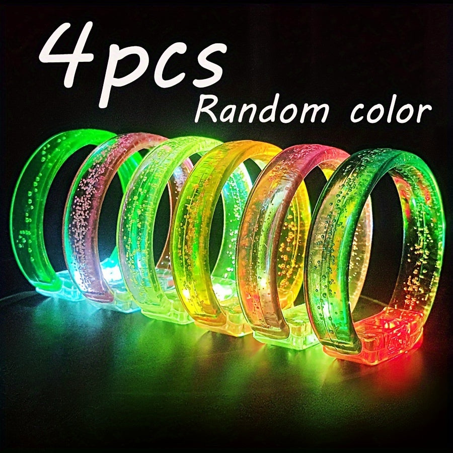 LED Glowing Bracelets 4pcs Light Up Wristbands for Parties & Festivals