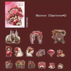 30pcs Alice Alien Figure Sticker Bag Diy Scrapbook Cup Stickers Waterproof