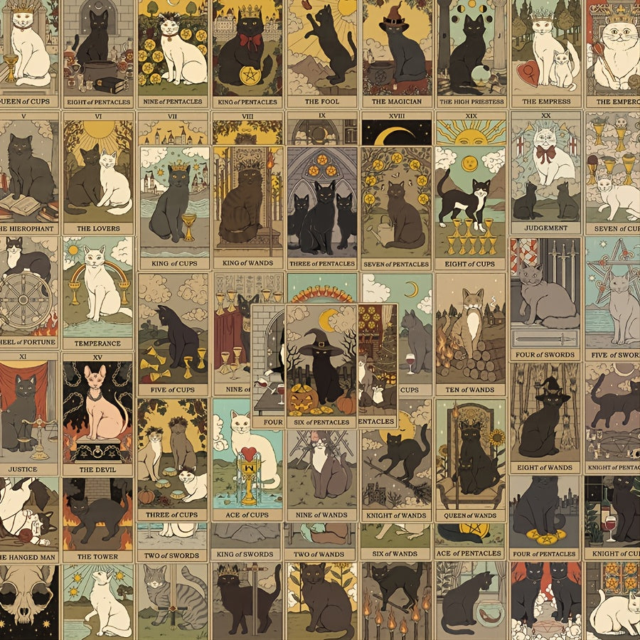 72pcs Cat Tarot Horoscope Stickers for DIY Arts & Crafts