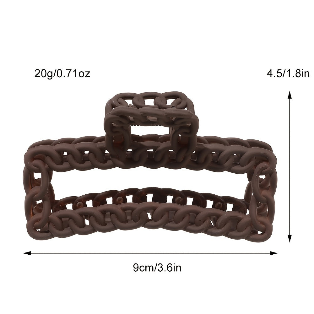 Matte Chain Square Hair Claw Clip Non Slip Strong Hold Grip Hair Jaw Clip Thick