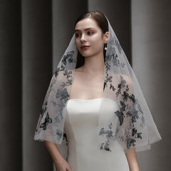 Gothic Butterfly Bridal Veil & Floral Hair Accessory