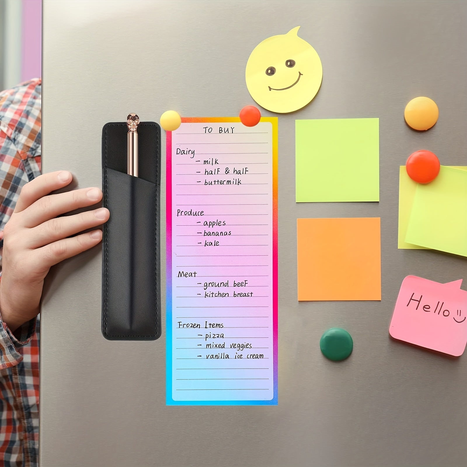 3pcs Magnetic Note Pads for Fridge with Pen Holder, 60 Sheets